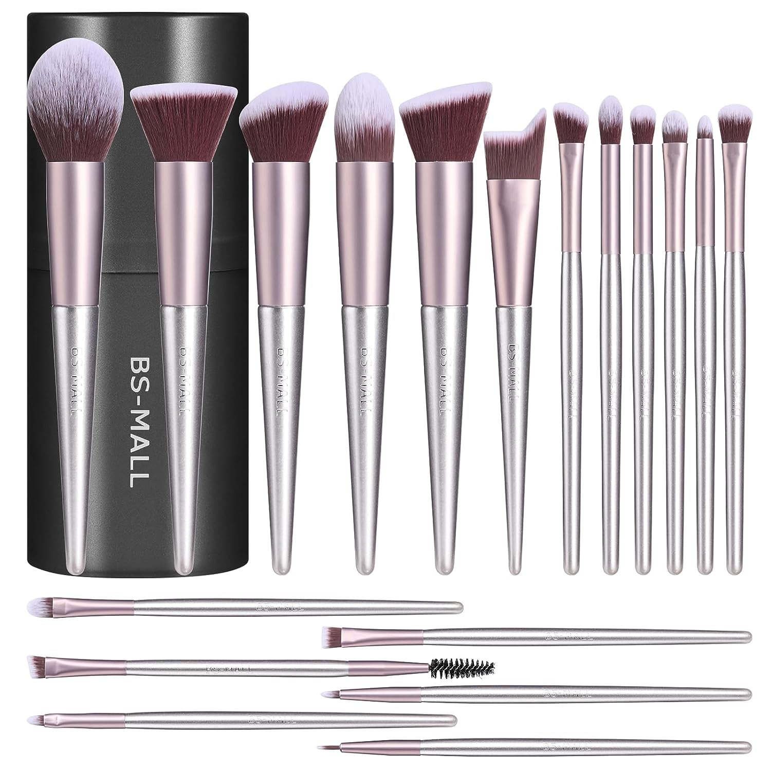 Makeup Brush Set 18 Pcs Premium Synthetic Foundation Powder Concealers Eye Shadows Blush Makeup Brushes with Black Case