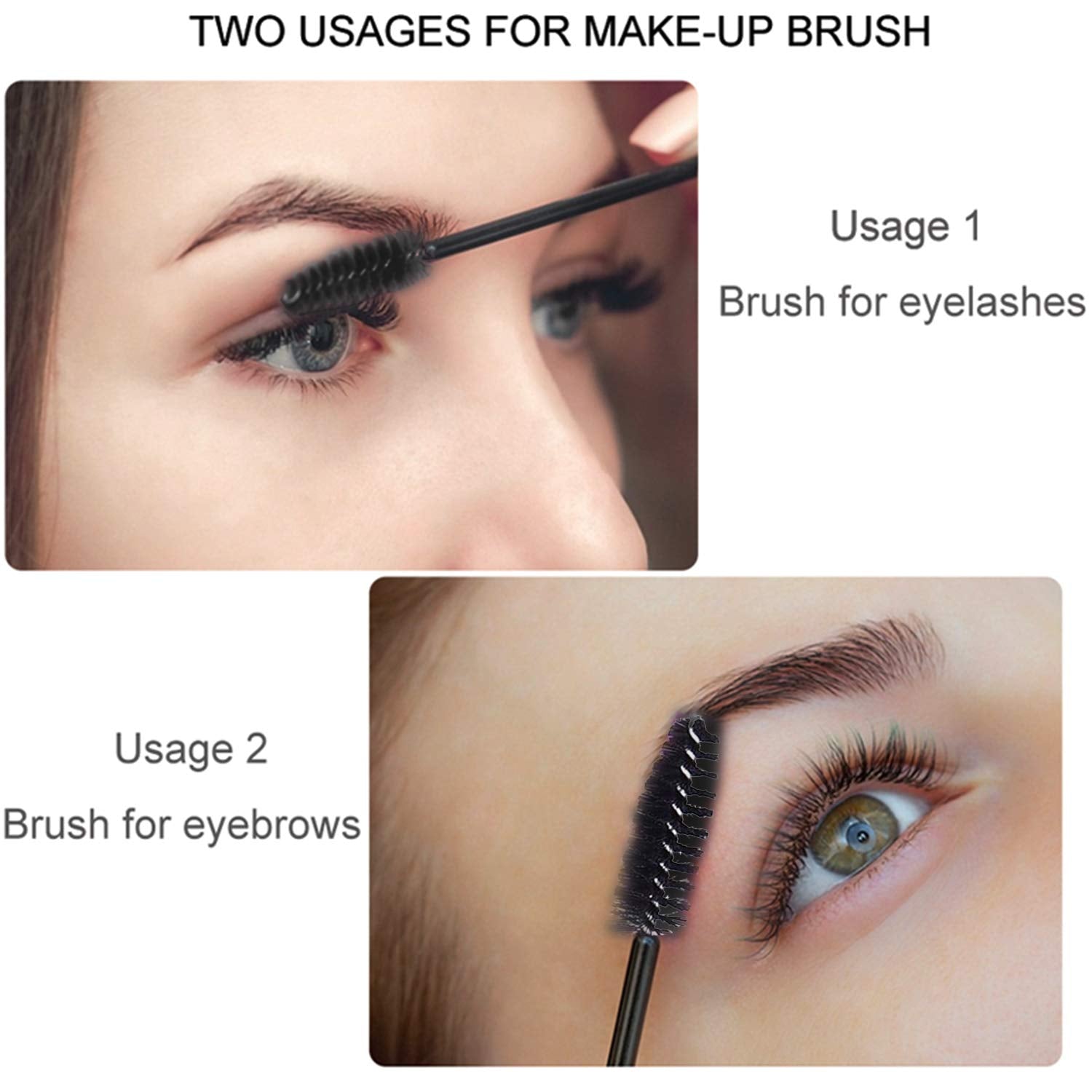 100 Pcs Disposable Eyelash Mascara Brushes for Eye Lashes Extension Eyebrow and Makeup (Black)