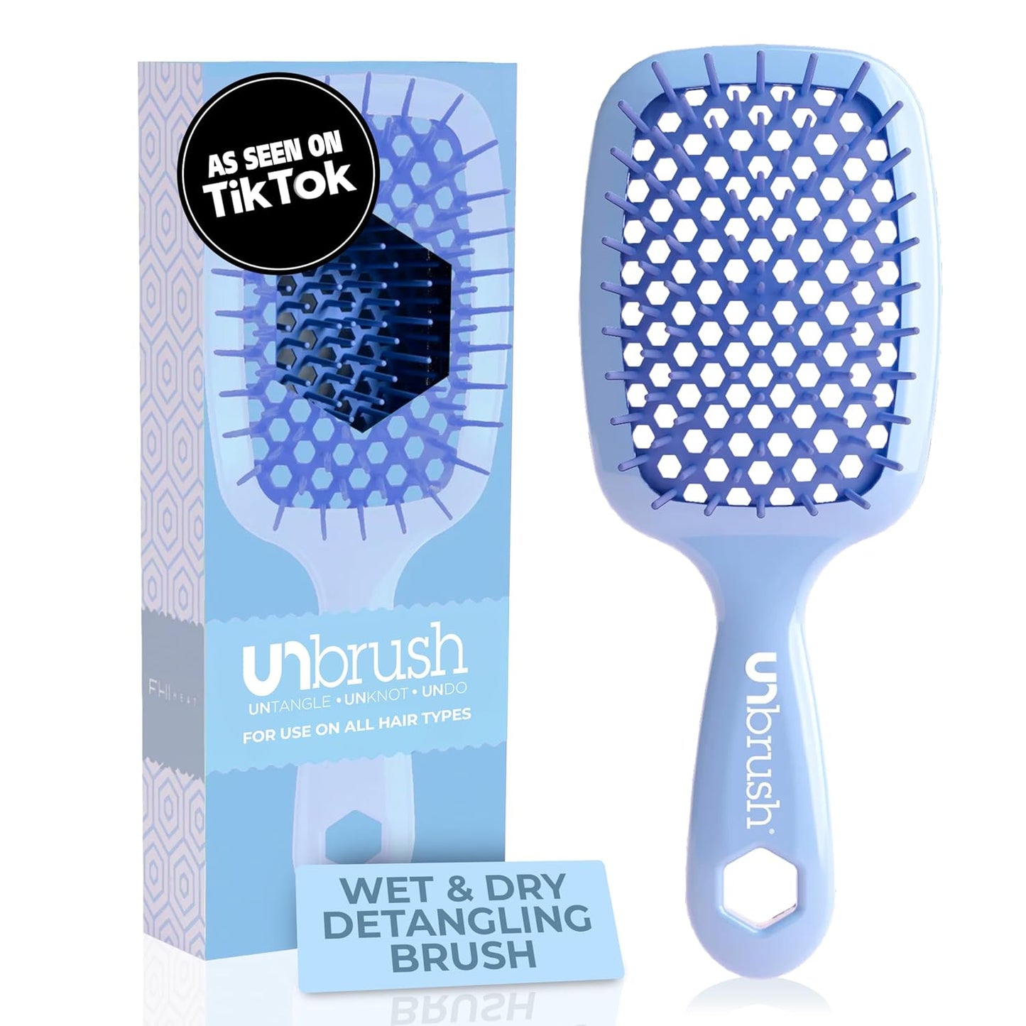 Unbrush Detangling Brush for Pain-Free Brushing on All Wet or Dry Hair Types — Durable Duoflex Anti-Static Bristles, Lightweight Handle, Vented Hair Brush