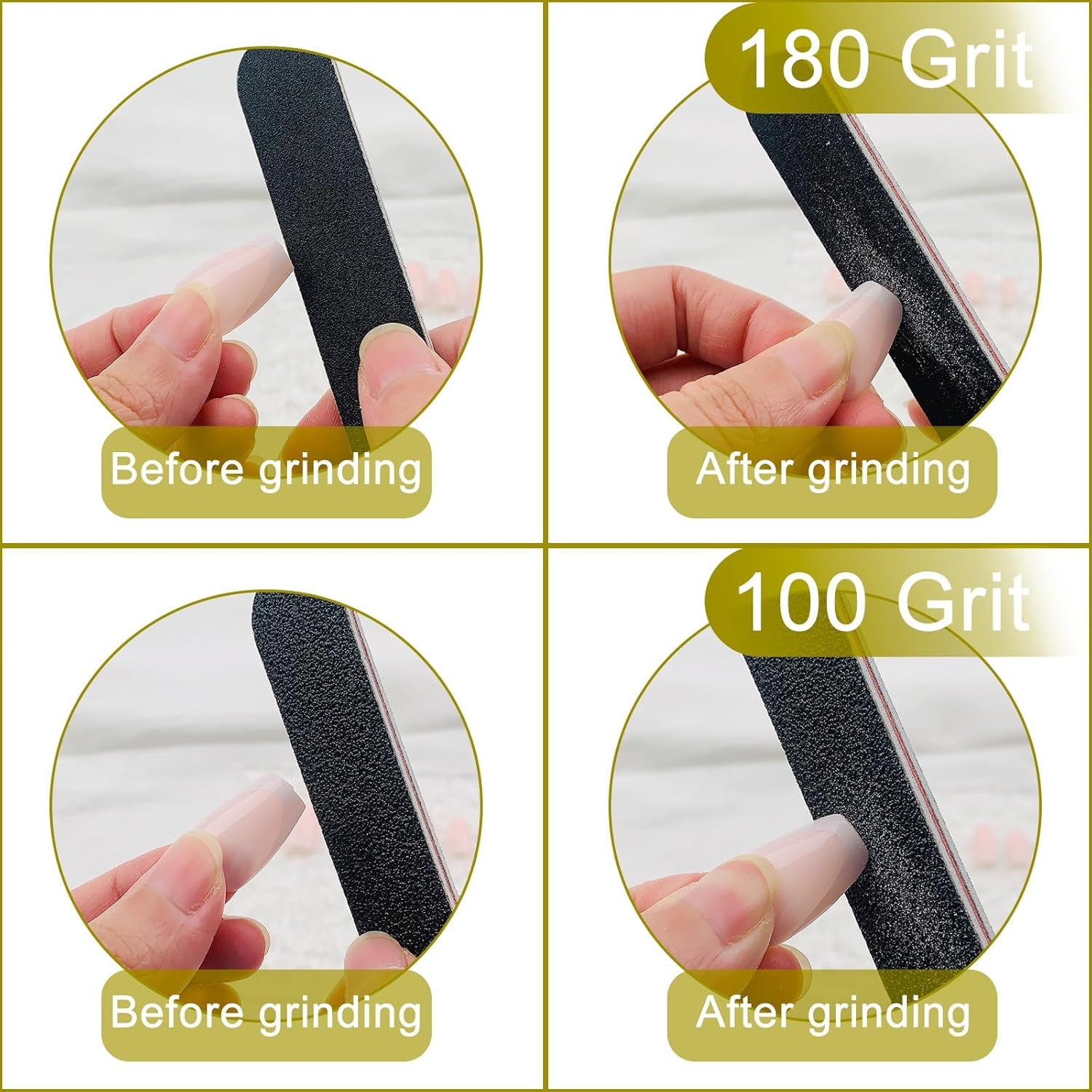 Nail File 10 PCS Professional Double Sided 100/180 Grit Nail Files Emery Board Black Manicure Pedicure Tool and Nail Buffering Files