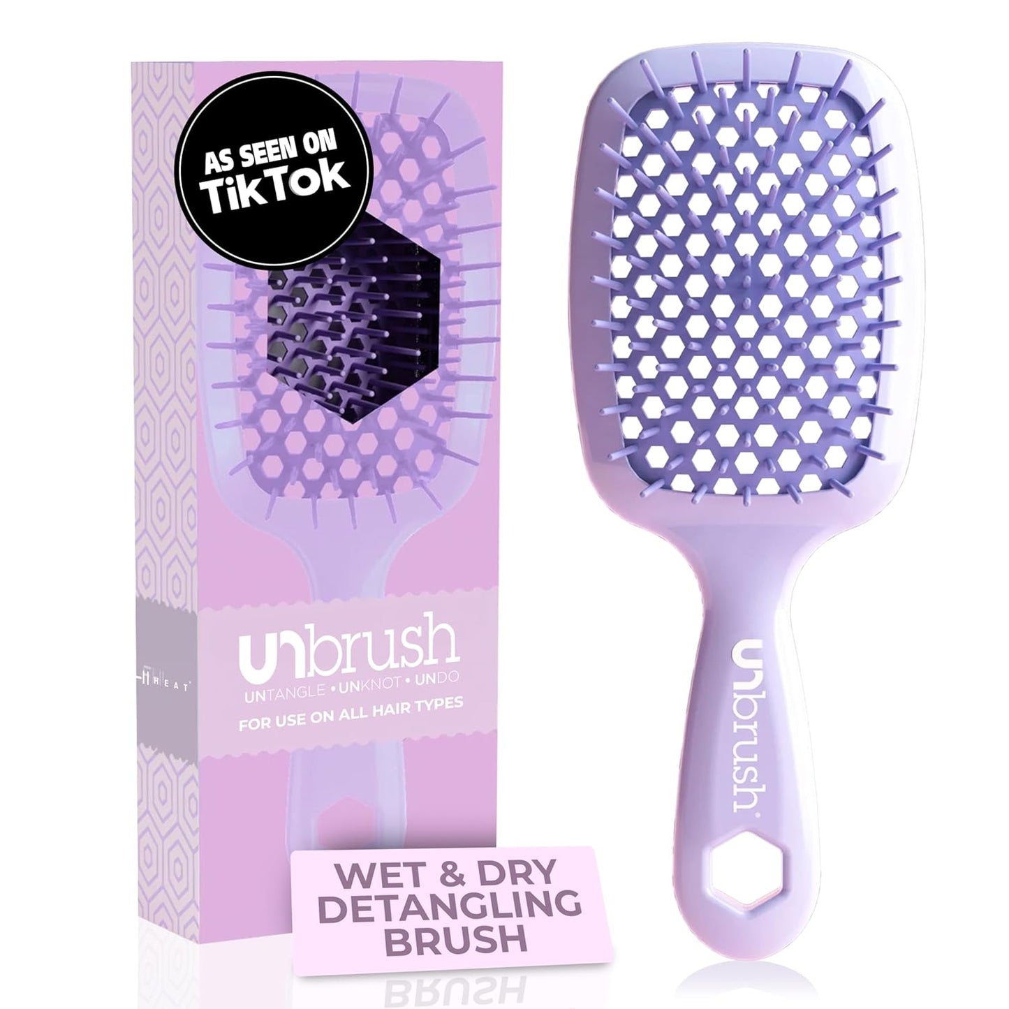 Unbrush Detangling Brush for Pain-Free Brushing on All Wet or Dry Hair Types — Durable Duoflex Anti-Static Bristles, Lightweight Handle, Vented Hair Brush