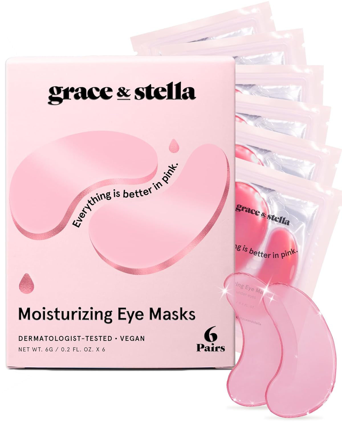 GRACE & STELLA Under Eye Mask - Reduce Dark Circles, Puffy Eyes & Wrinkles with Gel Patches - Vegan, Hydrating Self-Care - 24 Pairs, Gold