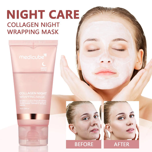 Medicube Collagen Overnight Wrapping Peel Off Facial Mask Pack - Elasticity & Hydration Care, Reduces Sagging & Dullness - Hydrolyzed Collagen For Glowing Skin - Korean Skin Care, 2.53 fl.oz