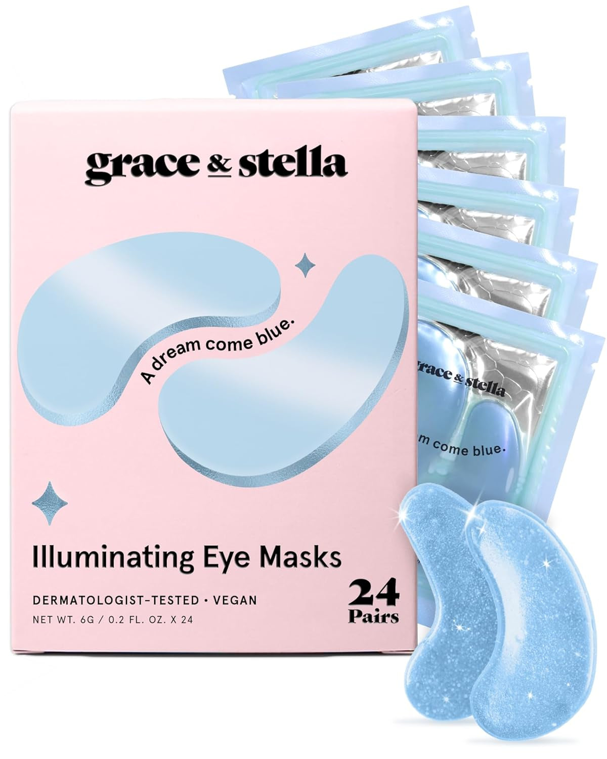 GRACE & STELLA Under Eye Mask - Reduce Dark Circles, Puffy Eyes & Wrinkles with Gel Patches - Vegan, Hydrating Self-Care - 24 Pairs, Gold