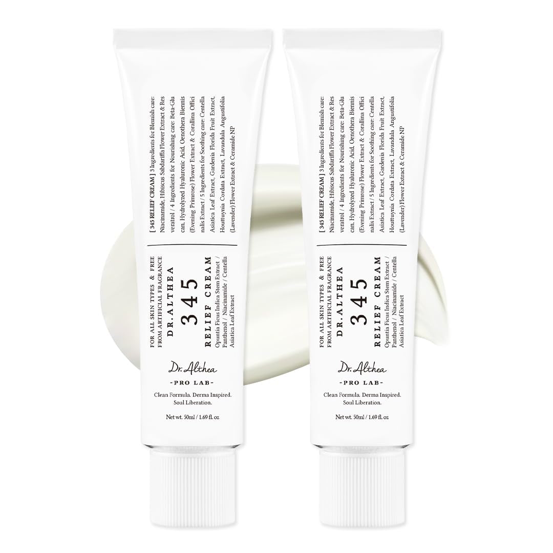 345 Relief Cream | Daily Face Moisturizer | Blemish Relief Care | Soothing Recovery & Moisture with Niacinamide, Panthenol | Korean Vegan Skin Care for All Skin Types | 1.7 Fl Oz (Pack of 1)