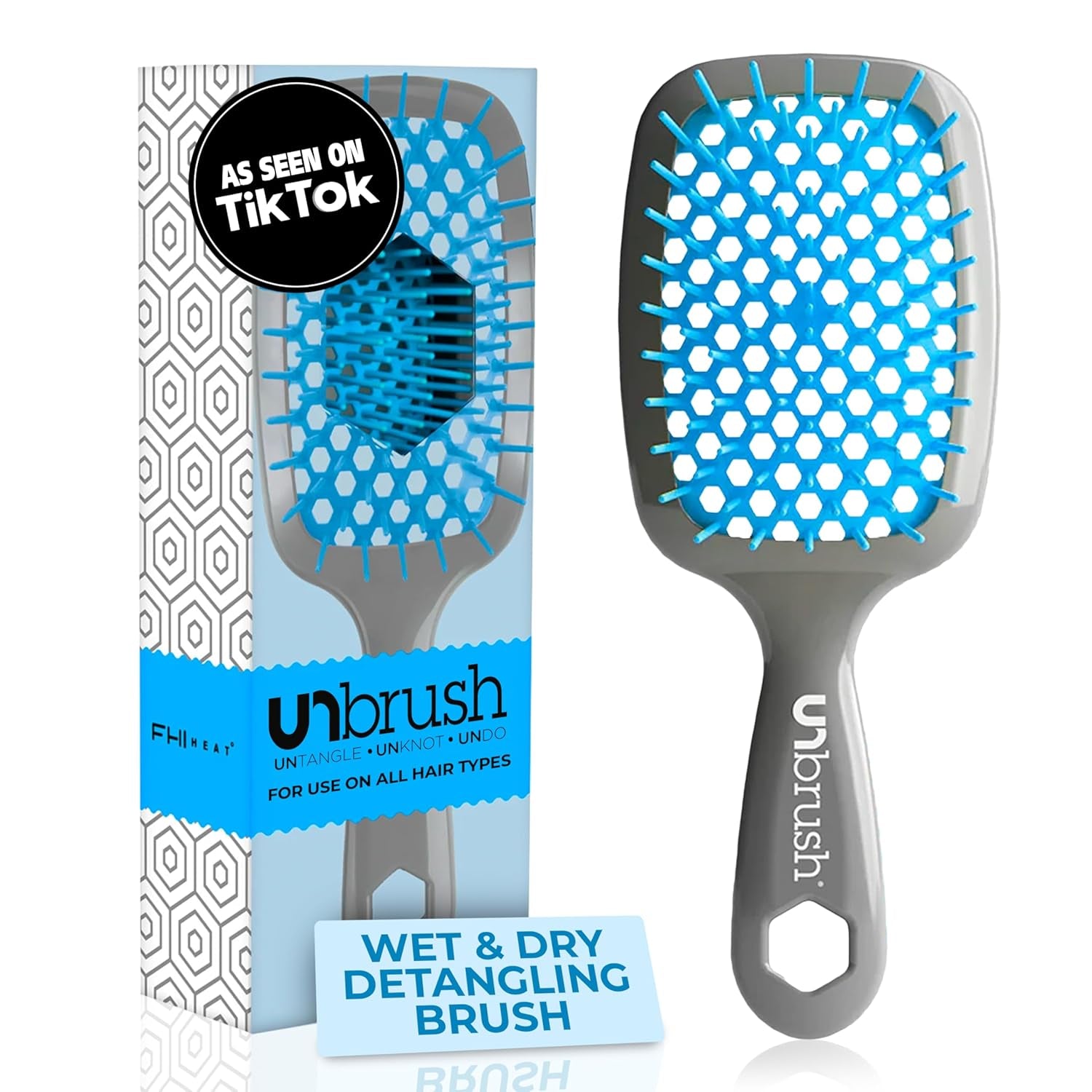 Unbrush Detangling Brush for Pain-Free Brushing on All Wet or Dry Hair Types — Durable Duoflex Anti-Static Bristles, Lightweight Handle, Vented Hair Brush