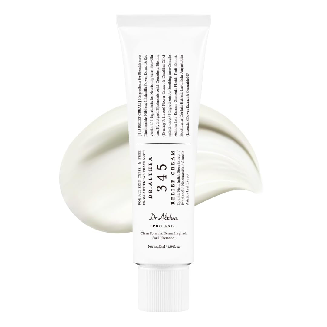 345 Relief Cream | Daily Face Moisturizer | Blemish Relief Care | Soothing Recovery & Moisture with Niacinamide, Panthenol | Korean Vegan Skin Care for All Skin Types | 1.7 Fl Oz (Pack of 1)