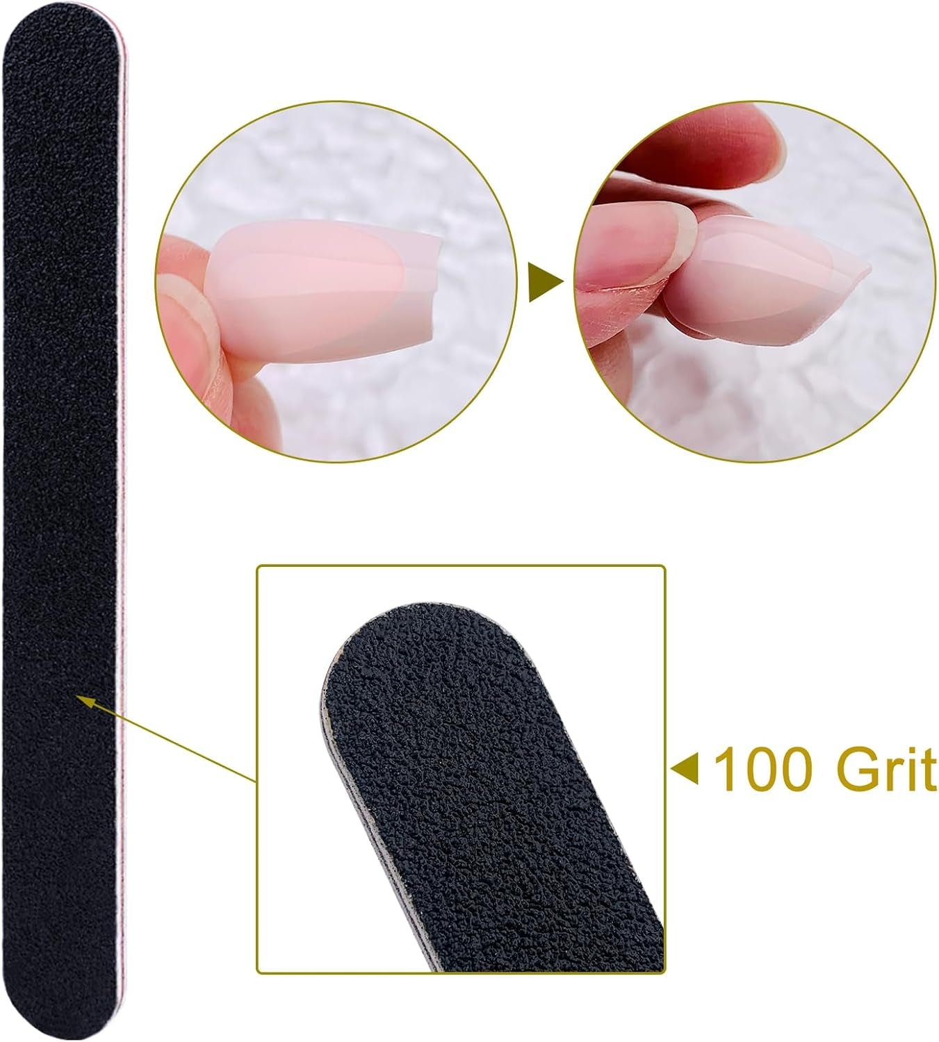 Nail File 10 PCS Professional Double Sided 100/180 Grit Nail Files Emery Board Black Manicure Pedicure Tool and Nail Buffering Files