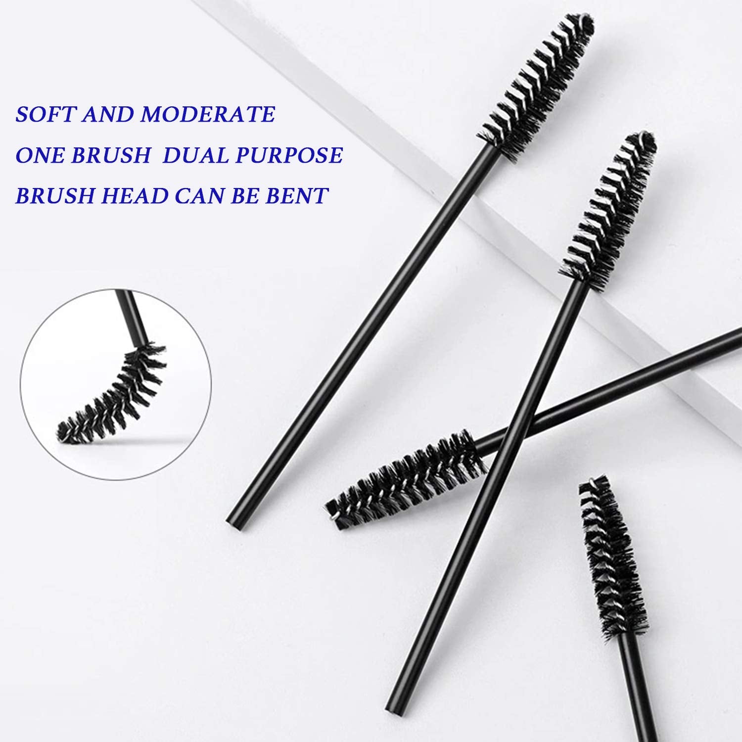 100 Pcs Disposable Eyelash Mascara Brushes for Eye Lashes Extension Eyebrow and Makeup (Black)