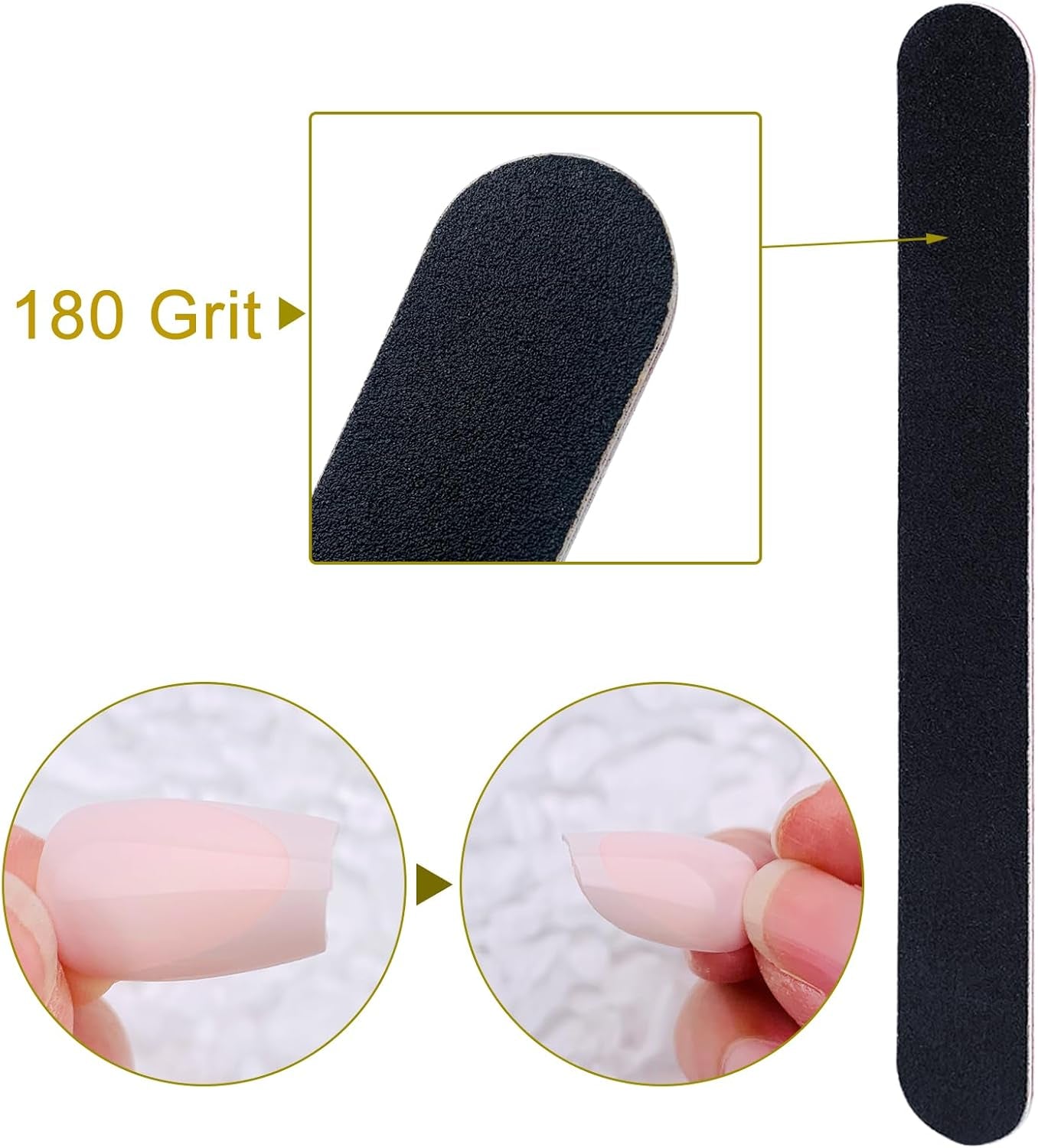 Nail File 10 PCS Professional Double Sided 100/180 Grit Nail Files Emery Board Black Manicure Pedicure Tool and Nail Buffering Files