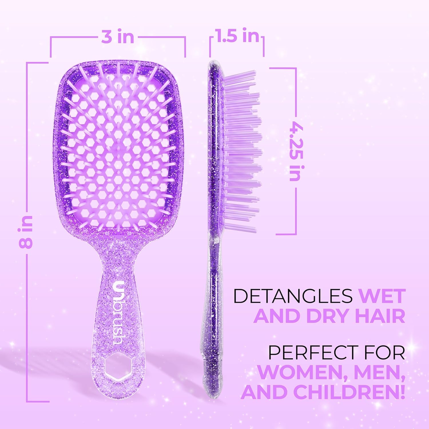 Unbrush Detangling Brush for Pain-Free Brushing on All Wet or Dry Hair Types — Durable Duoflex Anti-Static Bristles, Lightweight Handle, Vented Hair Brush