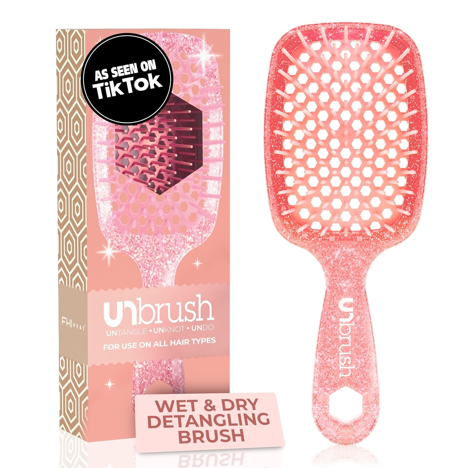 Unbrush Detangling Brush for Pain-Free Brushing on All Wet or Dry Hair Types — Durable Duoflex Anti-Static Bristles, Lightweight Handle, Vented Hair Brush