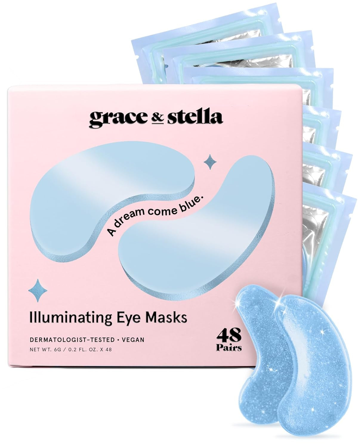 GRACE & STELLA Under Eye Mask - Reduce Dark Circles, Puffy Eyes & Wrinkles with Gel Patches - Vegan, Hydrating Self-Care - 24 Pairs, Gold