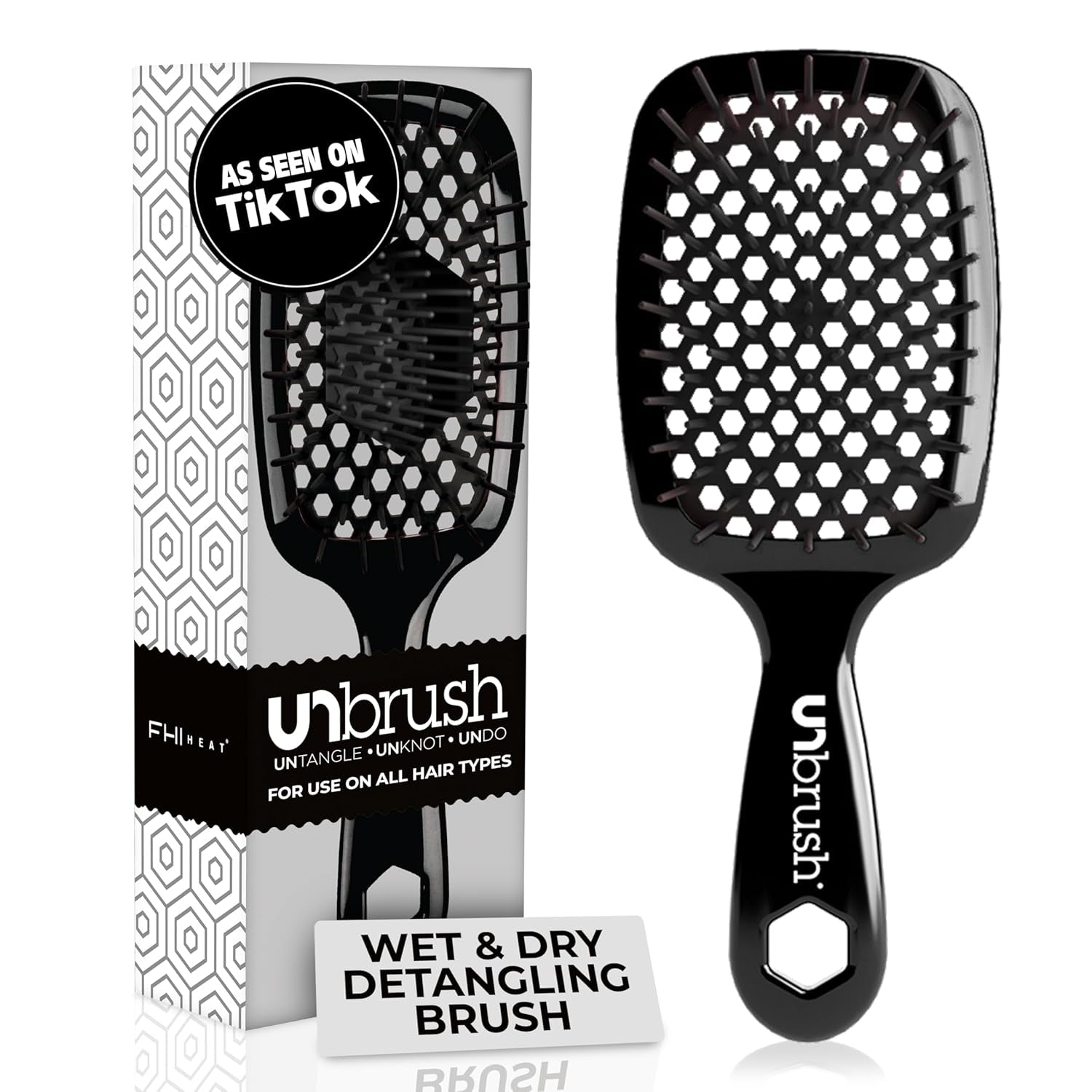 Unbrush Detangling Brush for Pain-Free Brushing on All Wet or Dry Hair Types — Durable Duoflex Anti-Static Bristles, Lightweight Handle, Vented Hair Brush