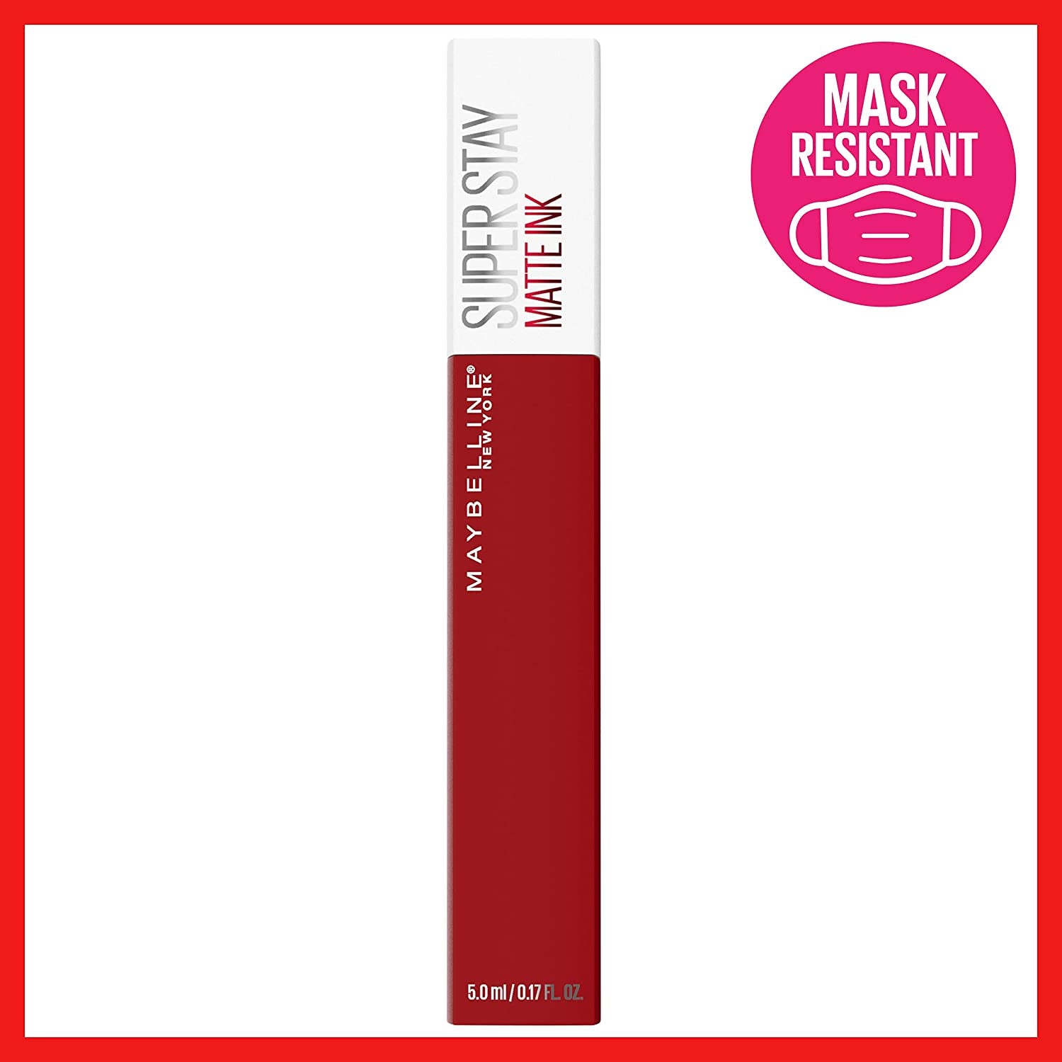 Super Stay Matte Ink Liquid Lipstick Makeup, Long Lasting High Impact Color, up to 16H Wear, Exhilarator, Ruby Red, 1 Count, Packaging May Vary