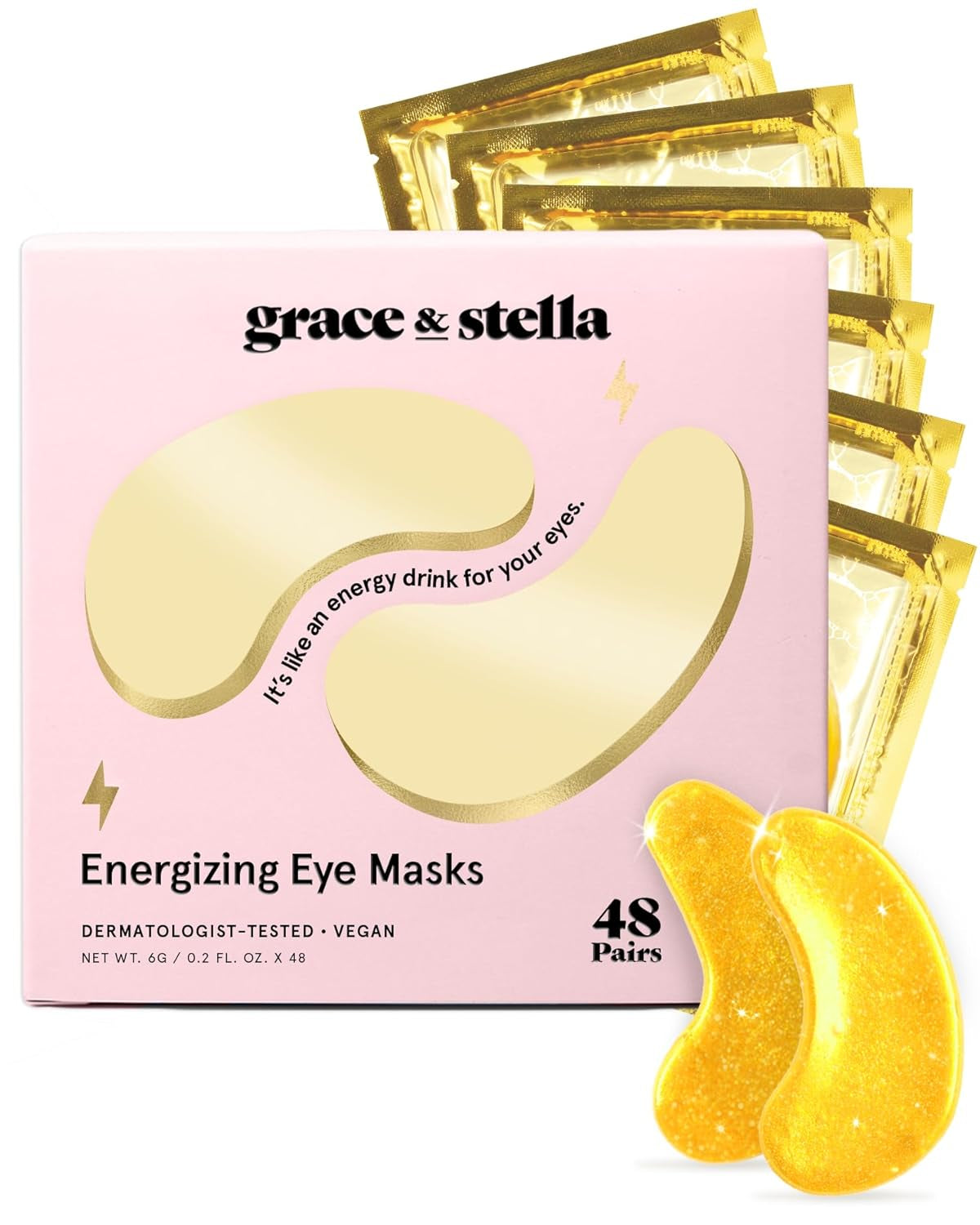 GRACE & STELLA Under Eye Mask - Reduce Dark Circles, Puffy Eyes & Wrinkles with Gel Patches - Vegan, Hydrating Self-Care - 24 Pairs, Gold