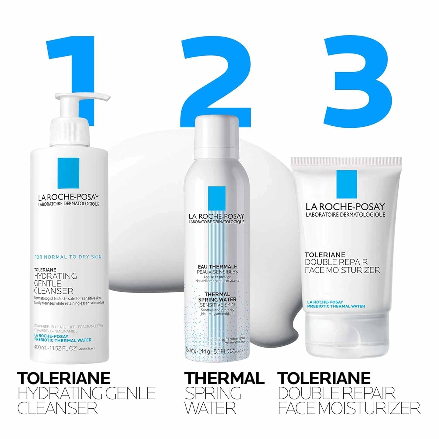 Toleriane Hydrating Gentle Face Cleanser, Hydrating Facial Cleanser with Niacinamide + Ceramides, Daily Face Wash for Dry Skin to Normal Skin, Sensitive Skin Tested, Fragrance Free