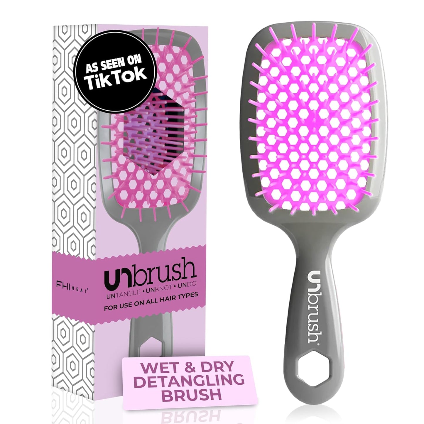 Unbrush Detangling Brush for Pain-Free Brushing on All Wet or Dry Hair Types — Durable Duoflex Anti-Static Bristles, Lightweight Handle, Vented Hair Brush