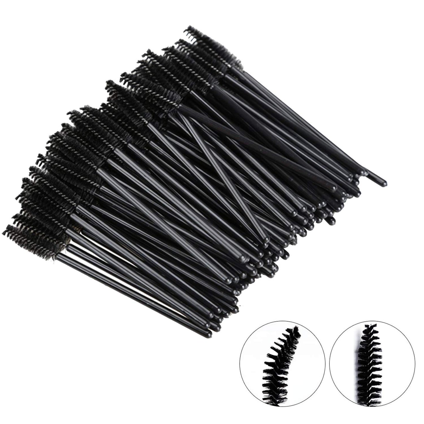 100 Pcs Disposable Eyelash Mascara Brushes for Eye Lashes Extension Eyebrow and Makeup (Black)