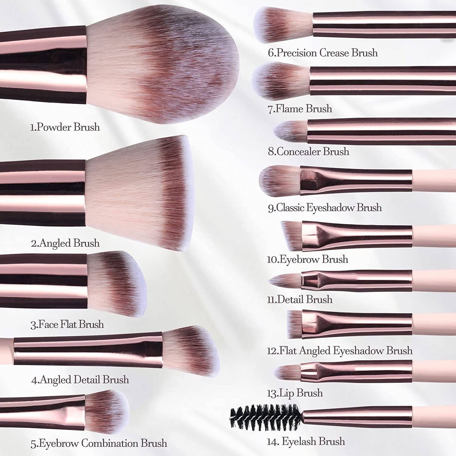 Travel Makeup Brush Set Foundation Powder Concealers Eye Shadows Makeup Set with LED Light Mirror 14 Pcs Mini Makeup Brushes (APINK)