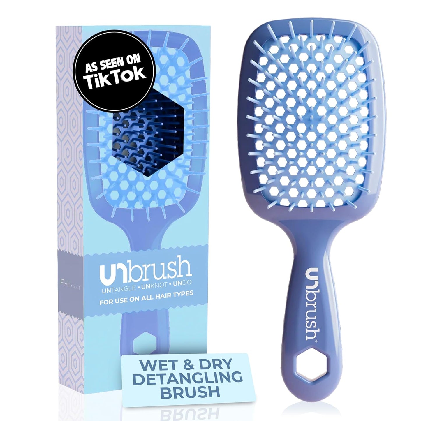 Unbrush Detangling Brush for Pain-Free Brushing on All Wet or Dry Hair Types — Durable Duoflex Anti-Static Bristles, Lightweight Handle, Vented Hair Brush