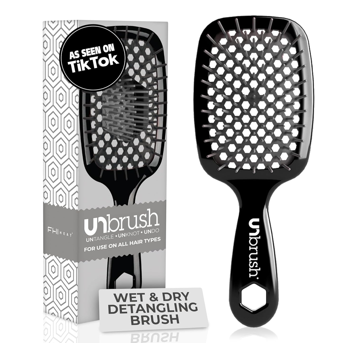 Unbrush Detangling Brush for Pain-Free Brushing on All Wet or Dry Hair Types — Durable Duoflex Anti-Static Bristles, Lightweight Handle, Vented Hair Brush