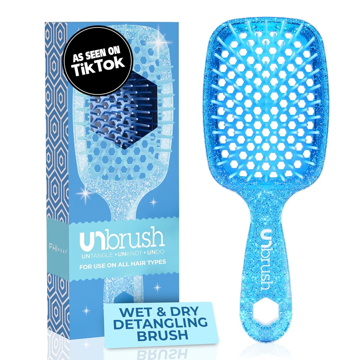 Unbrush Detangling Brush for Pain-Free Brushing on All Wet or Dry Hair Types — Durable Duoflex Anti-Static Bristles, Lightweight Handle, Vented Hair Brush