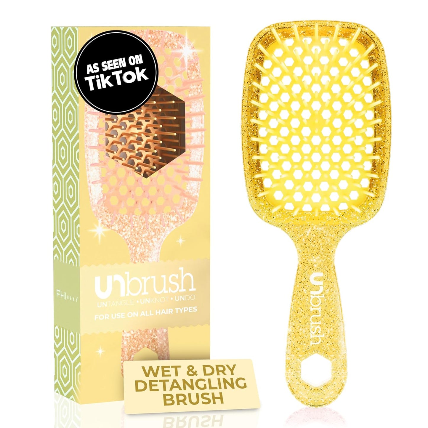 Unbrush Detangling Brush for Pain-Free Brushing on All Wet or Dry Hair Types — Durable Duoflex Anti-Static Bristles, Lightweight Handle, Vented Hair Brush