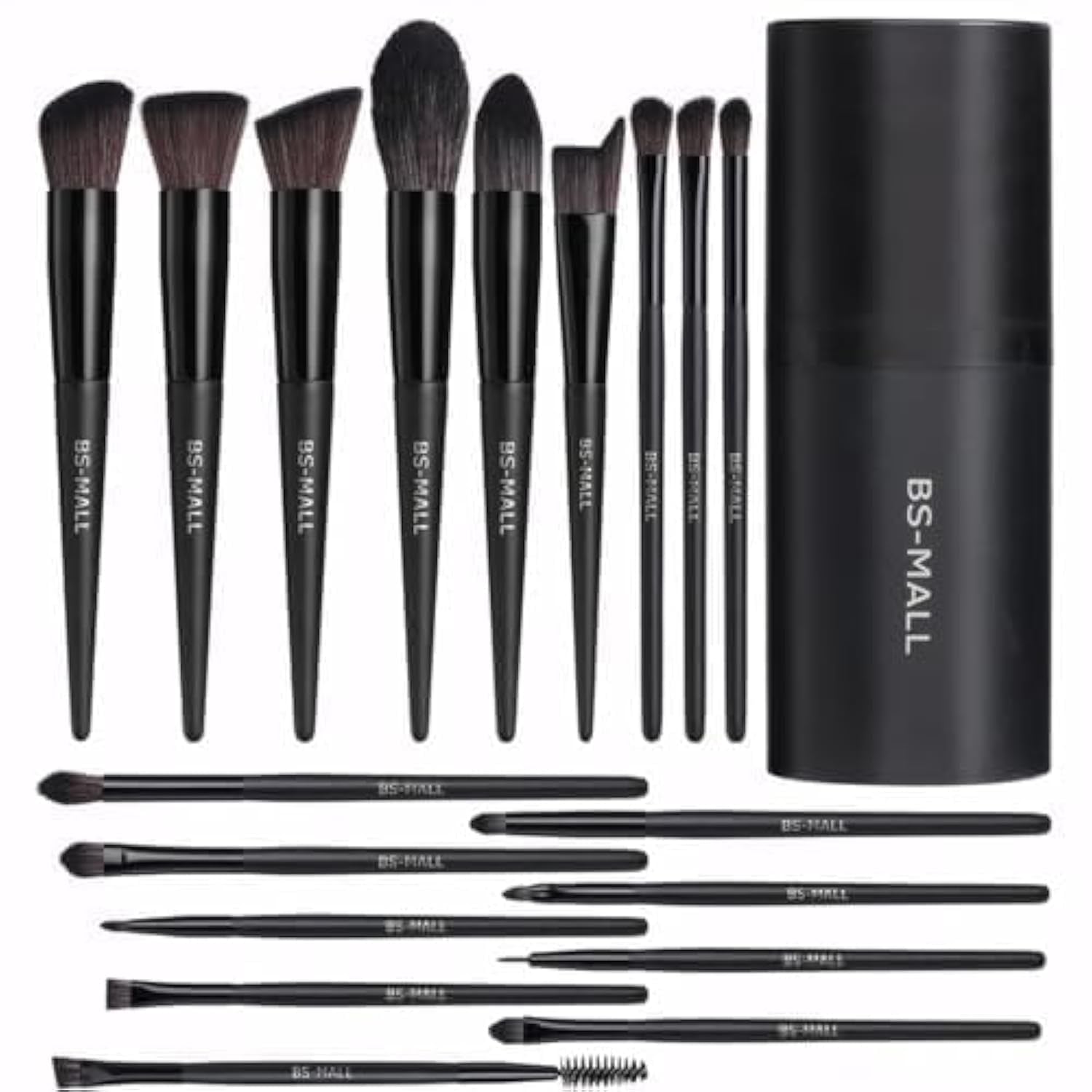 Makeup Brush Set 18 Pcs Premium Synthetic Foundation Powder Concealers Eye Shadows Blush Makeup Brushes with Black Case