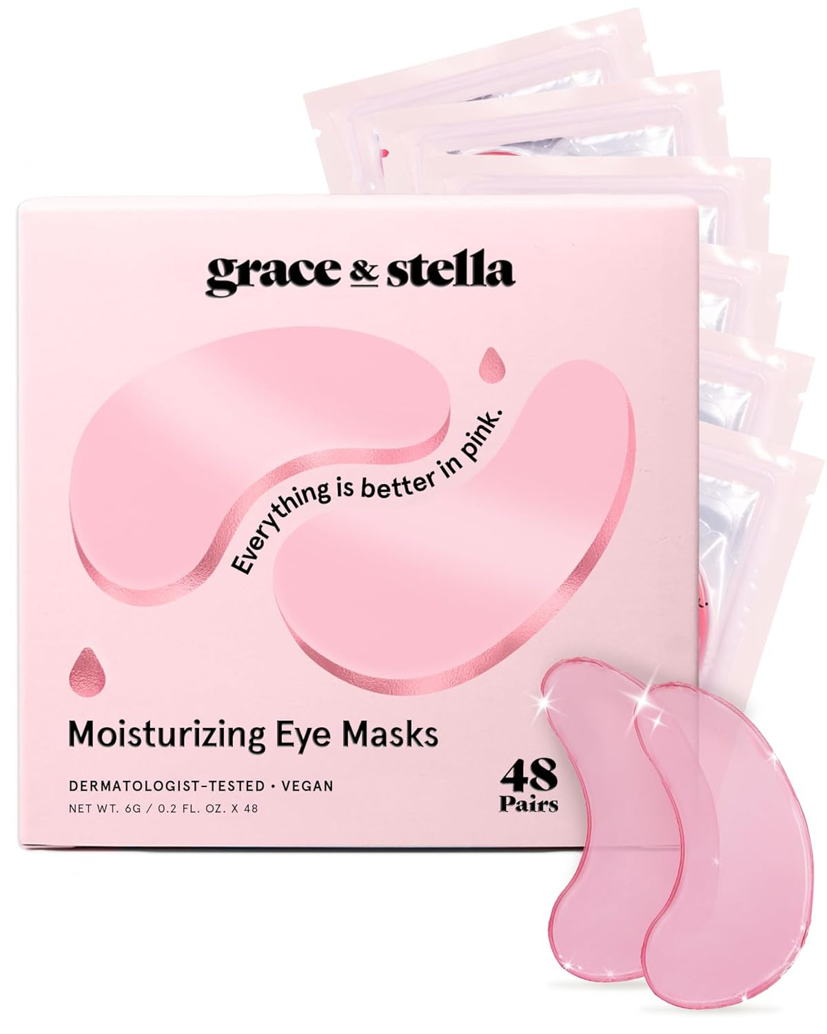 GRACE & STELLA Under Eye Mask - Reduce Dark Circles, Puffy Eyes & Wrinkles with Gel Patches - Vegan, Hydrating Self-Care - 24 Pairs, Gold