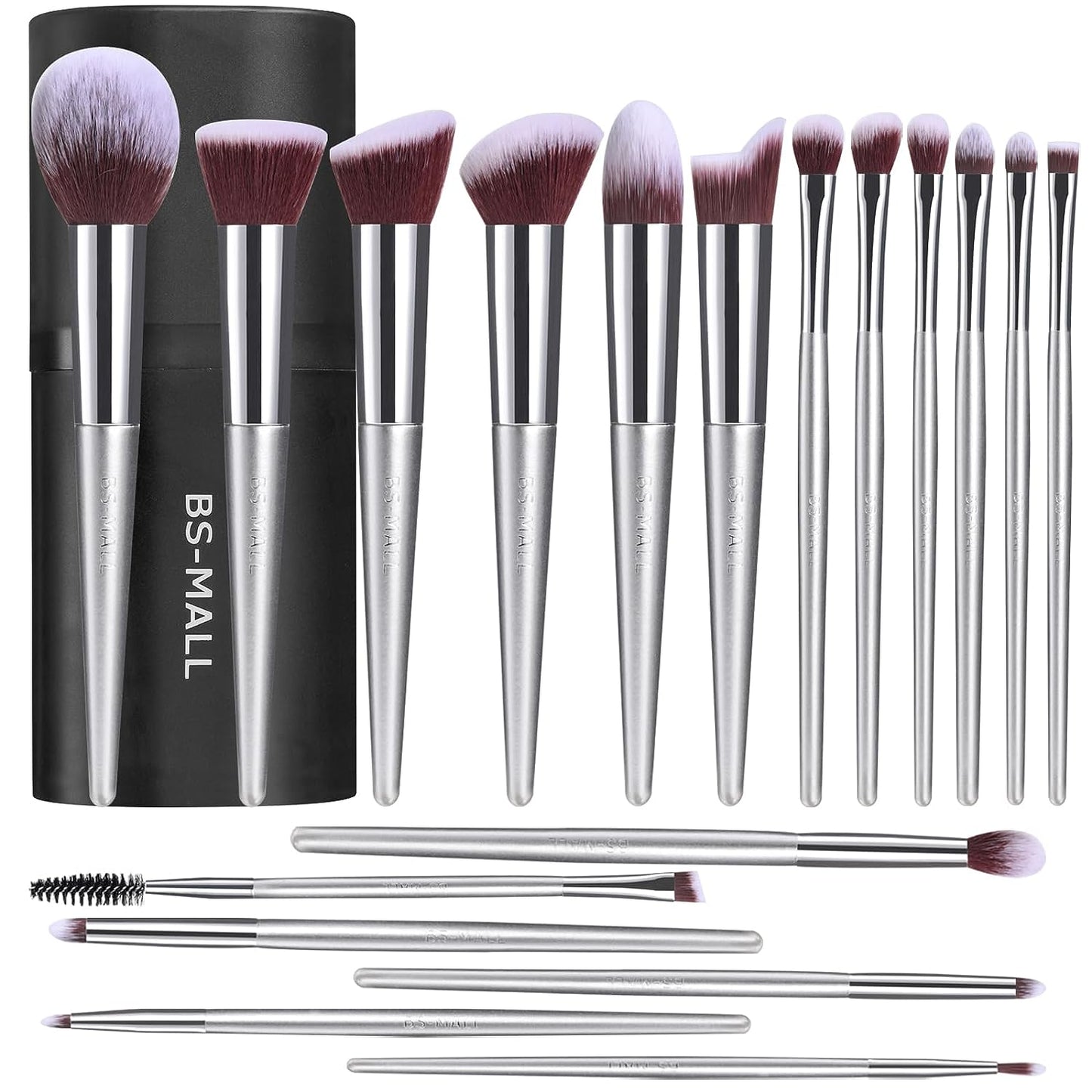 Makeup Brush Set 18 Pcs Premium Synthetic Foundation Powder Concealers Eye Shadows Blush Makeup Brushes with Black Case