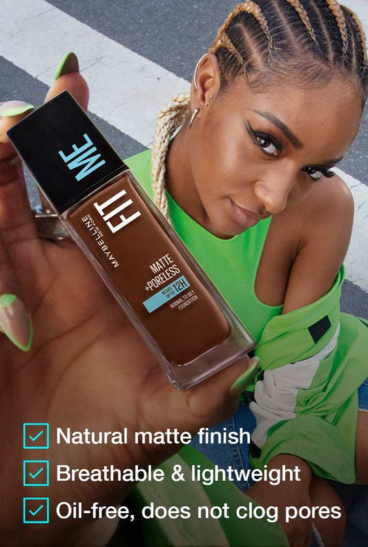 Maybelline Fit Me Matte + Poreless Liquid Oil-Free Foundation Makeup - Pure Beige